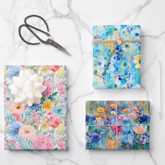 Atemberaubendes Multicolor-Muster Geschenkpapier Set (Vorderseite)