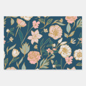 Atemberaubendes Muster für die blaurosa Blume Geschenkpapier Set (Vorderseite)