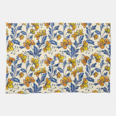 Atemberaubendes nahtloses Muster aus Blumen und Bl Geschirrtuch (Horizontal)