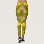 Atemberaubendes Olive Green Swirt Muster Leggings (Rückseite)