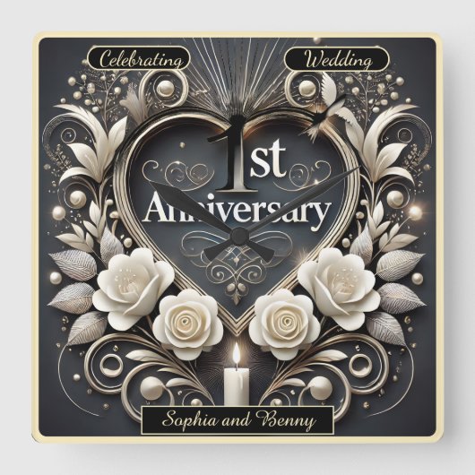 Atemberaubendes Papierherz für die Liebe Quadratische Wanduhr (Vorderseite)