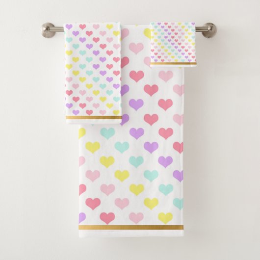 ATEMBERAUBENDES PASTEL HEART BADEZIMMER TOWEL SET (Insitu)