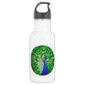 Atemberaubendes Pfauenmosaik Edelstahlflasche (Vorderseite)