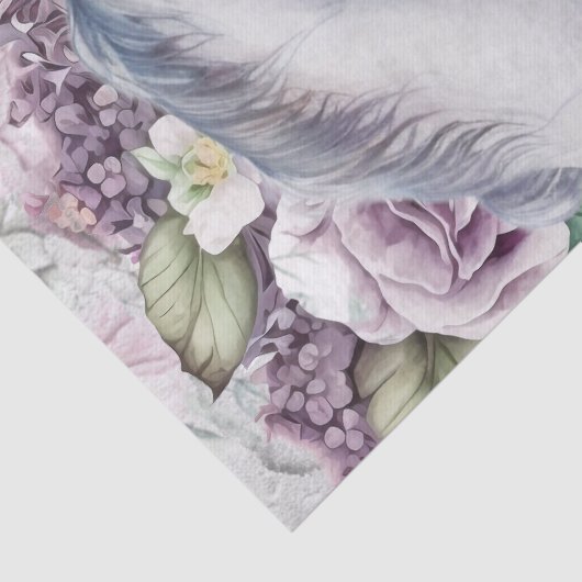 Atemberaubendes Pferd Graue Flora Seidenpapier (Detail)