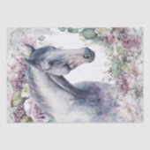 Atemberaubendes Pferd Graue Flora Seidenpapier (Vorderseite)