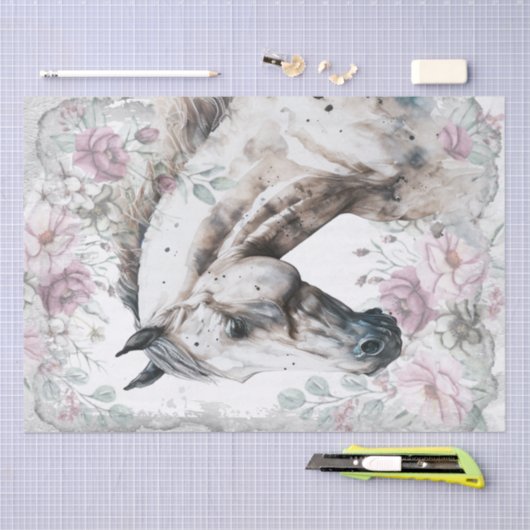 Atemberaubendes Pferdeapfel Graue Flora Seidenpapier (Handwerk)