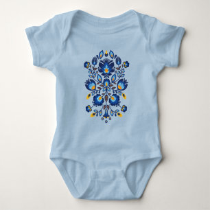 💙 💛 🧡 Atemberaubendes polnisches Folk Wycinanki Baby Strampler