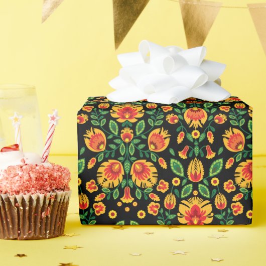 💛 🧡 ❤️ Atemberaubendes polnisches Folk Wycinanki Geschenkpapier (Geburtstagsparty)