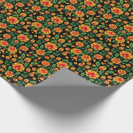 💛 🧡 ❤️ Atemberaubendes polnisches Folk Wycinanki Geschenkpapier (Ecke)