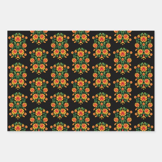 💛 🧡 ❤️ Atemberaubendes polnisches Folk Wycinanki Geschenkpapier Set (Vorderseite 2)