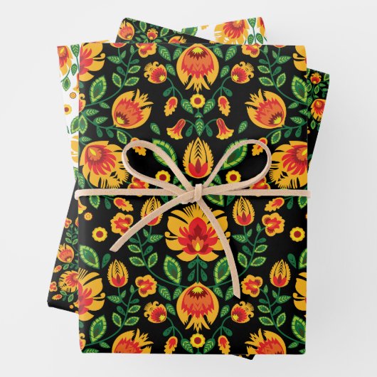 💛 🧡 ❤️ Atemberaubendes polnisches Folk Wycinanki Geschenkpapier Set (Beispiel)
