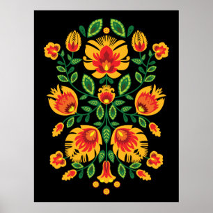 💛 🧡 ❤️ Atemberaubendes polnisches Folk Wycinanki Poster