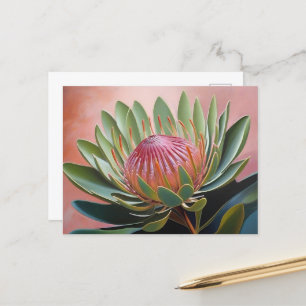 Atemberaubendes Protea Gemälde Lebhafte Blüte Postkarte