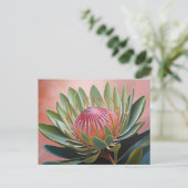 Atemberaubendes Protea Gemälde Lebhafte Blüte Postkarte (Stehend Vorderseite)
