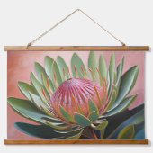 Atemberaubendes Protea Gemälde Lebhafte Blüte Wandteppich Mit Holzrahmen (Vorne)