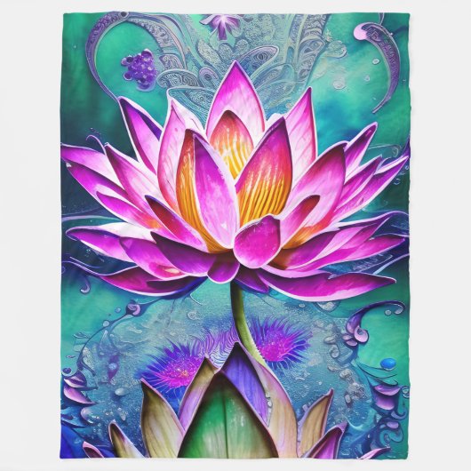 Atemberaubendes rosa Lotus Blume Portrait Fleecedecke (Vorderseite)