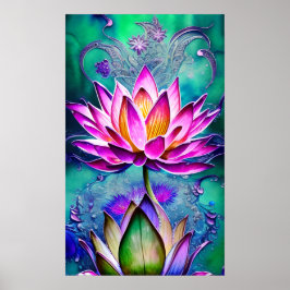 Atemberaubendes rosa Lotus Blume Portrait Poster