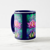 Atemberaubendes rosa Lotus Blume Portrait Tasse (Vorderseite Links)