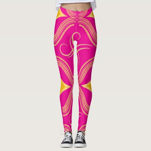 Atemberaubendes rosa Muster Leggings (Vorderseite)