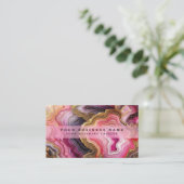Atemberaubendes Rosa und Gold Geode Aquarell Visitenkarte (Stehend Vorderseite)