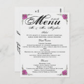 Atemberaubendes Rosen-Hochzeits-Abendessen-Menü Postkarte (Vorne/Hinten)