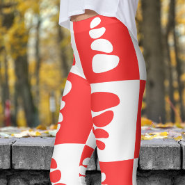 Atemberaubendes Rot-Weiß-Kies-Muster Leggings