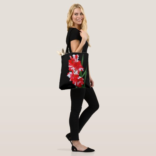 Atemberaubendes Rotes und Weiß Gladiolus Schwert L Tasche (Am Model)