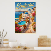 Atemberaubendes Santorini - Vintage-Reiseposter Poster (Küche)