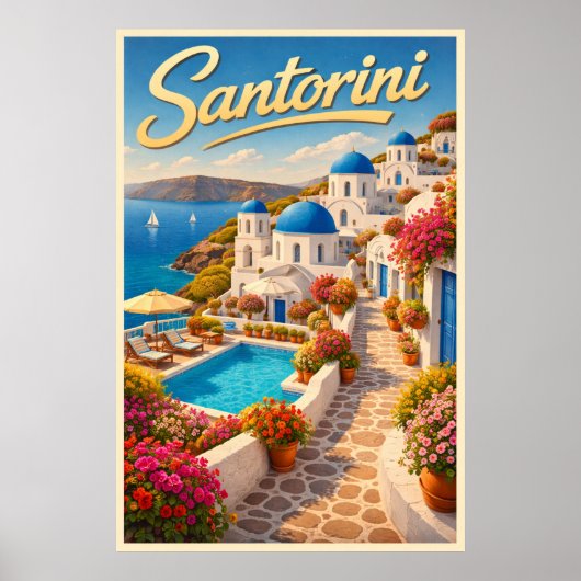 Atemberaubendes Santorini - Vintage-Reiseposter Poster (Vorne)