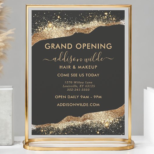 Atemberaubendes Schwarz-Gold-Glitter-Script Geschä Flyer