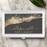 Atemberaubendes Schwarz-Gold-Glitzer-Trendskript Visitenkarten Dose<br><div class="desc">Steigern Sie Ihren beruflichen Stil mit diesem Atemberaubenden Black and Gold Glitzer Trendy Script Business Card Case. Perfekt für Haar- und Make-up-Künstler, Unternehmer und Profis, die gewollt haben, einen bleibenden Eindruck verlassen. Dieses elegante Gehäuse verbindet die schicke Schwarz-Eleganz mit dem luxuriösen Glanz des goldenen Glitzer, fertig mit Ihrem Namen oder...</div>