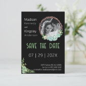 Atemberaubendes schwarzes Eukalyptus-Fab-Save the  Save The Date (Stehend Vorderseite)