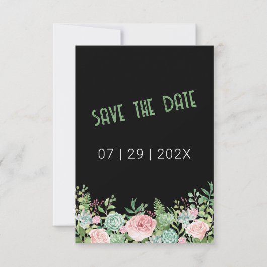 Atemberaubendes schwarzes Eukalyptus-Fab-Save the  Save The Date (Rückseite)