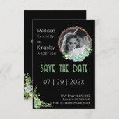 Atemberaubendes schwarzes Eukalyptus-Fab-Save the  Save The Date (Vorne/Hinten)