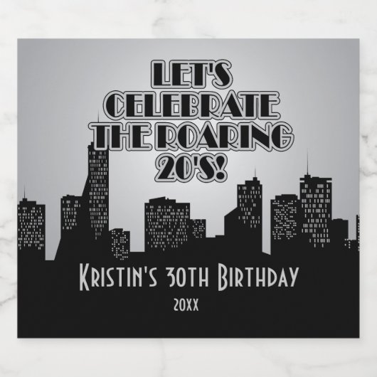 Atemberaubendes Silber der 20er Jahre, Party Bierflaschenetikett (Einzelnes Label)