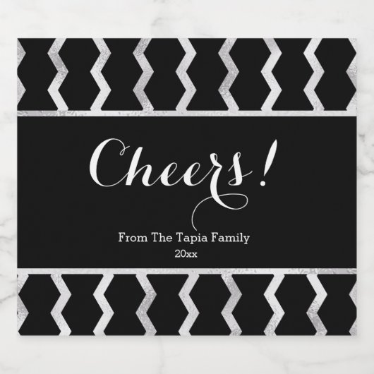 Atemberaubendes Silber, modernes Zig-Zag Bierflaschenetikett (Einzelnes Label)