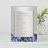 ATEMBERAUBENDES SILVER- & BLUE-FLORALPATTER GANZ G EINLADUNG (Stehend Vorderseite)