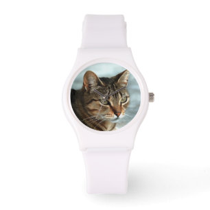 Atemberaubendes Tabby Cat Close Up Kunstportrait Armbanduhr