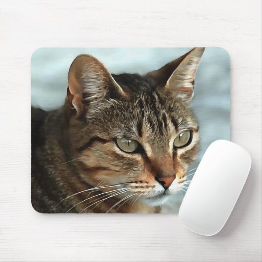Atemberaubendes Tabby Cat Close Up Kunstportrait Mousepad (Mit Mouse)