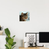 Atemberaubendes Tabby Cat Close Up Kunstportrait Poster (Heimbüro)