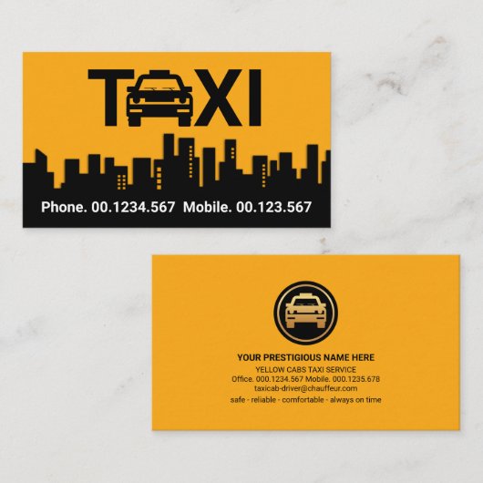Atemberaubendes Taxi Gebäude Silhouette Visitenkarte (Vorne/Hinten)