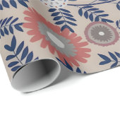 Atemberaubendes Teal- und Magenta-Blattmuster  Geschenkpapier (Rolleneckpunkt)