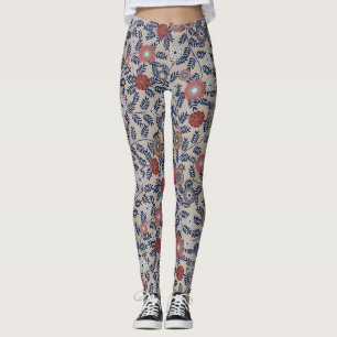 Atemberaubendes Teal- und Magenta-Blattmuster Leggings
