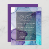 Atemberaubendes Violet Aqua Liquid Abstrakt Ink 3 (Vorne/Hinten)