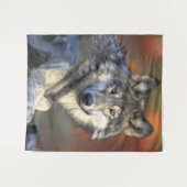 Atemberaubendes Wolfsportrait Wandteppich (Vorderseite (Horizontal))