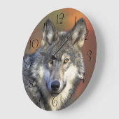 Atemberaubendes Wolfsprotrait Große Wanduhr (Winkel)