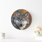 Atemberaubendes Wolfsprotrait Große Wanduhr (Zuhause)