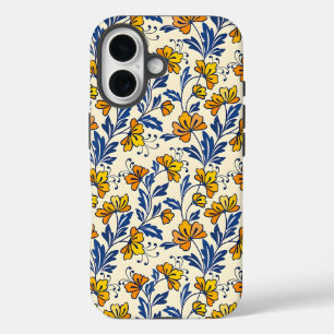 Atemberaundes nahtloses Muster aus Blumen und Blät iPhone 16 Hülle