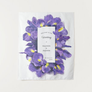 Atemberbende lila Schwertlilien Aquarell Floral Ho Wandteppich