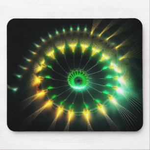 Atemberbendes gelbes und grünes Pinwheel-Fraktal Mousepad